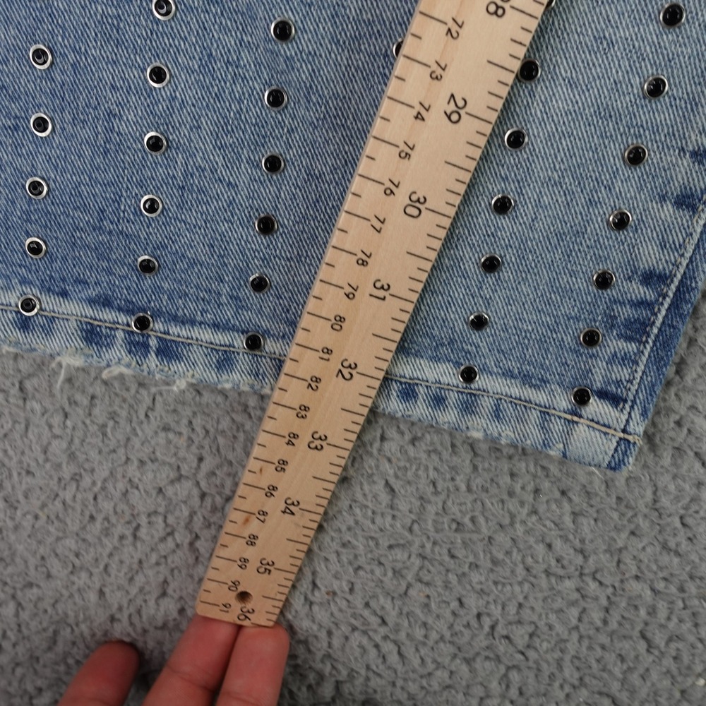 7 For All Mankind Jennifer Jeans Womens 27 Blue Studded High Rise Wide Leg - Picture 3 of 13